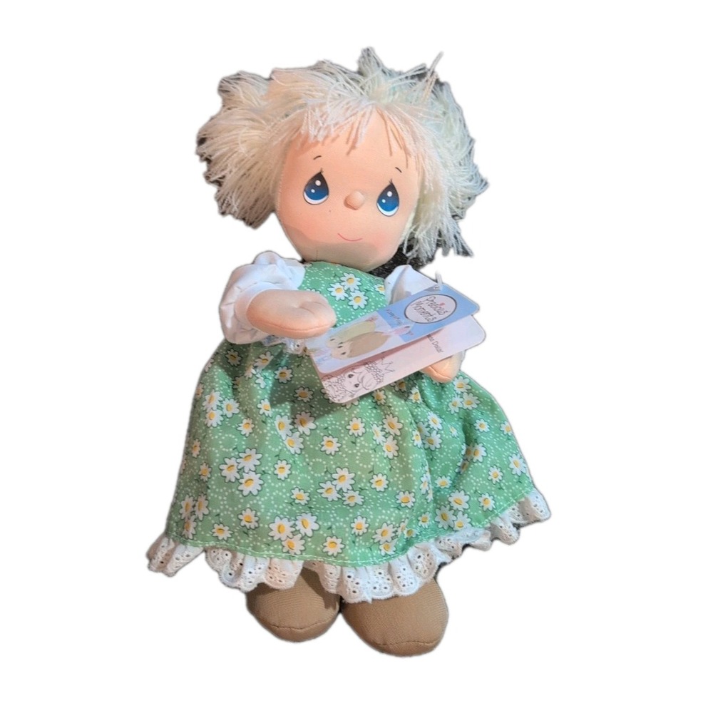 Precious Moments Plush Doll Cloth- Green Dress-White Hair-Crown and Bows-2004